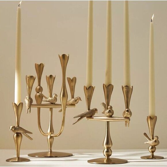 Set of 2 Anthropologie Marizia Sparrow Candlestick Holder Small - Picture 3 of 4